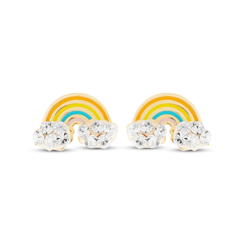 Children's Enamel Rainbow Stud Earrings 14K Yellow Gold