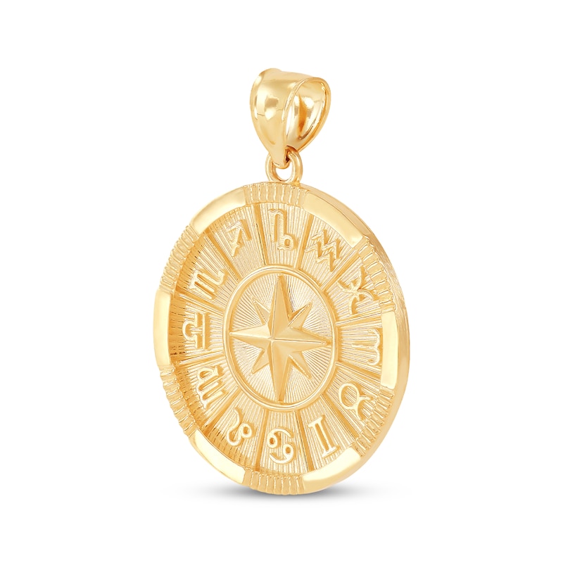 Diamond-Cut Zodiac Symbol Medallion Charm 10K Yellow Gold