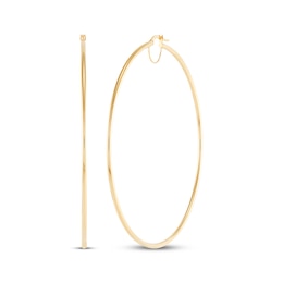 Tube Hoop Earrings 10K Yellow Gold 70mm