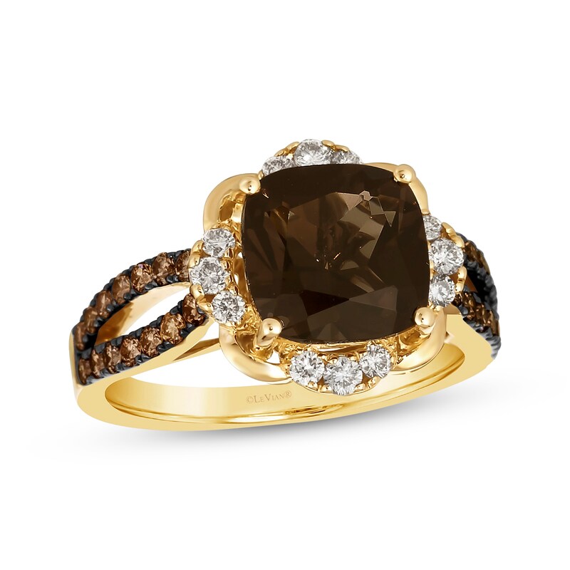 Le Vian Cushion-Cut Chocolate Quartz Ring 3/4 ct tw Diamonds 14K Honey ...