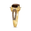 Thumbnail Image 1 of Le Vian Cushion-Cut Chocolate Quartz Ring 3/4 ct tw Diamonds 14K Honey Gold