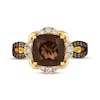 Thumbnail Image 3 of Le Vian Cushion-Cut Chocolate Quartz Ring 3/4 ct tw Diamonds 14K Honey Gold