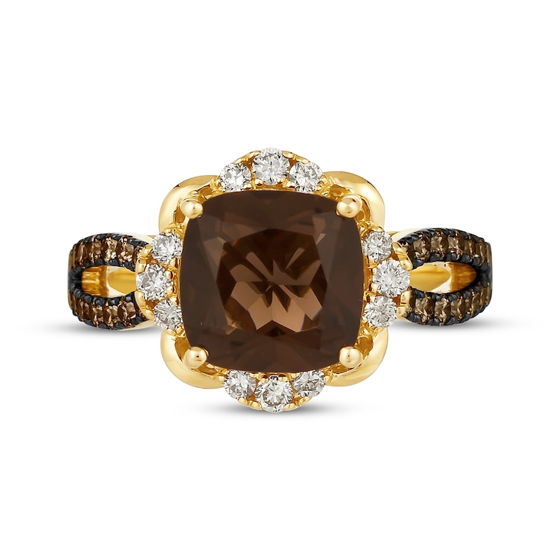 Le Vian Cushion-Cut Chocolate Quartz Ring 3/4 ct tw Diamonds 14K Honey Gold