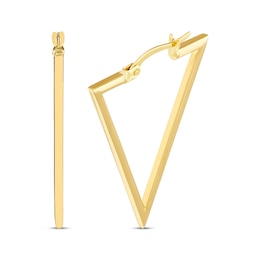 Triangle Hoop Earrings 14K Yellow Gold