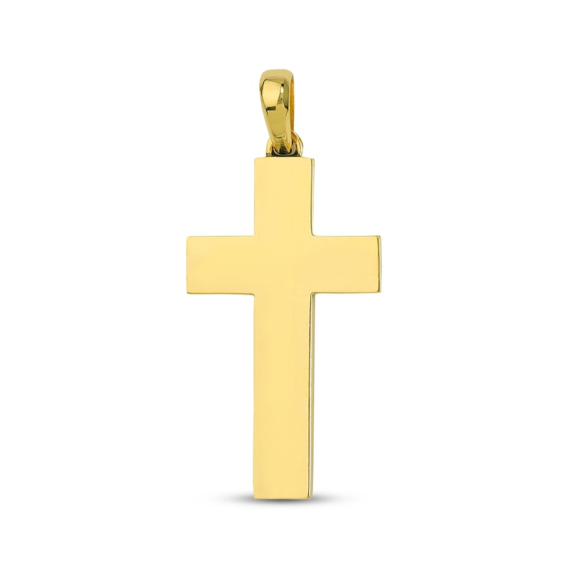 Main Image 3 of Men's Black Enamel Cross Charm 14K Yellow Gold