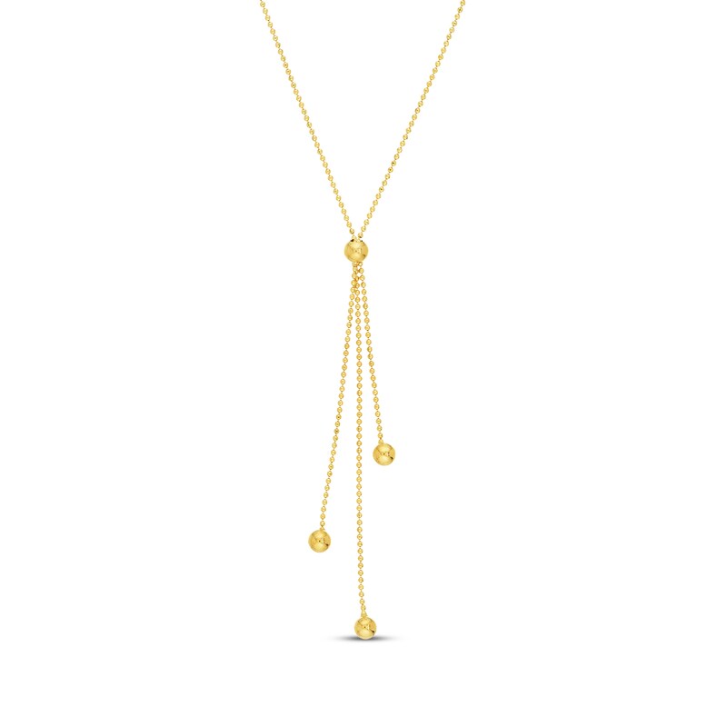 Main Image 1 of Ball Tassel Lariat Chain Necklace 14K Yellow Gold 17"
