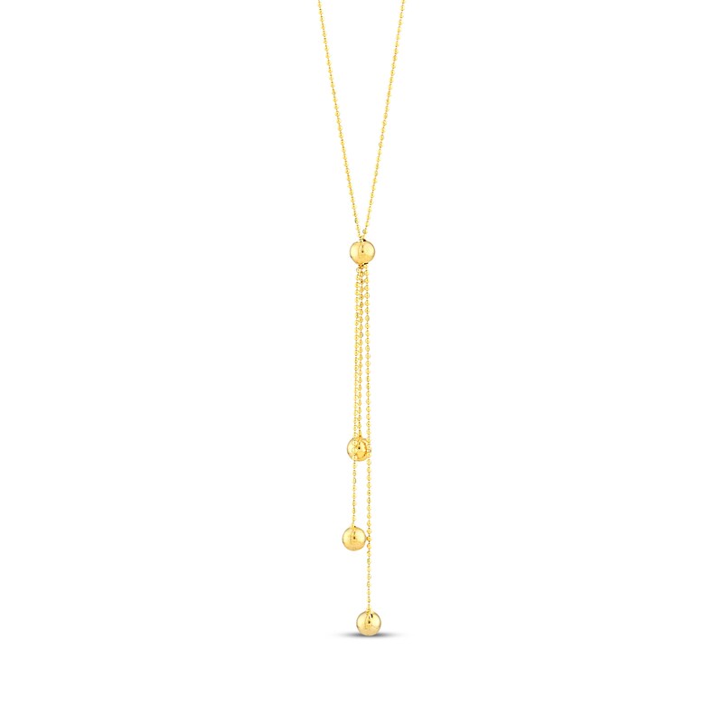 Main Image 2 of Ball Tassel Lariat Chain Necklace 14K Yellow Gold 17"