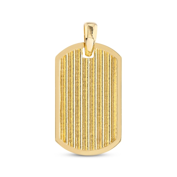 Ribbed Dog Tag Charm 14K Yellow Gold