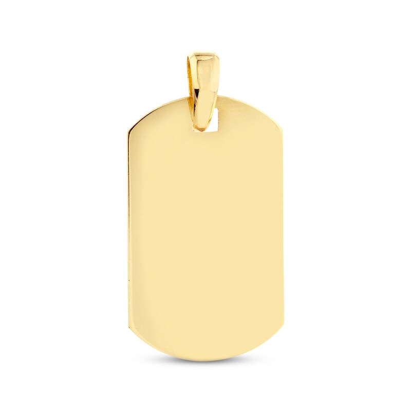 Main Image 3 of Ribbed Dog Tag Charm 14K Yellow Gold