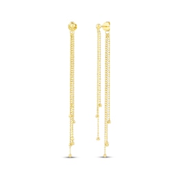 Front-Back Tassel Chain Earrings 14K Yellow Gold