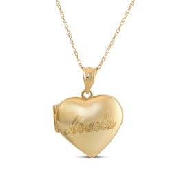 &quot;Abuela&quot; Puffed Heart Locket Necklace 14K Yellow Gold 18&quot;