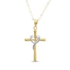 Thumbnail Image 1 of Cross with Heart Necklace 14K Two-Tone Gold 18"