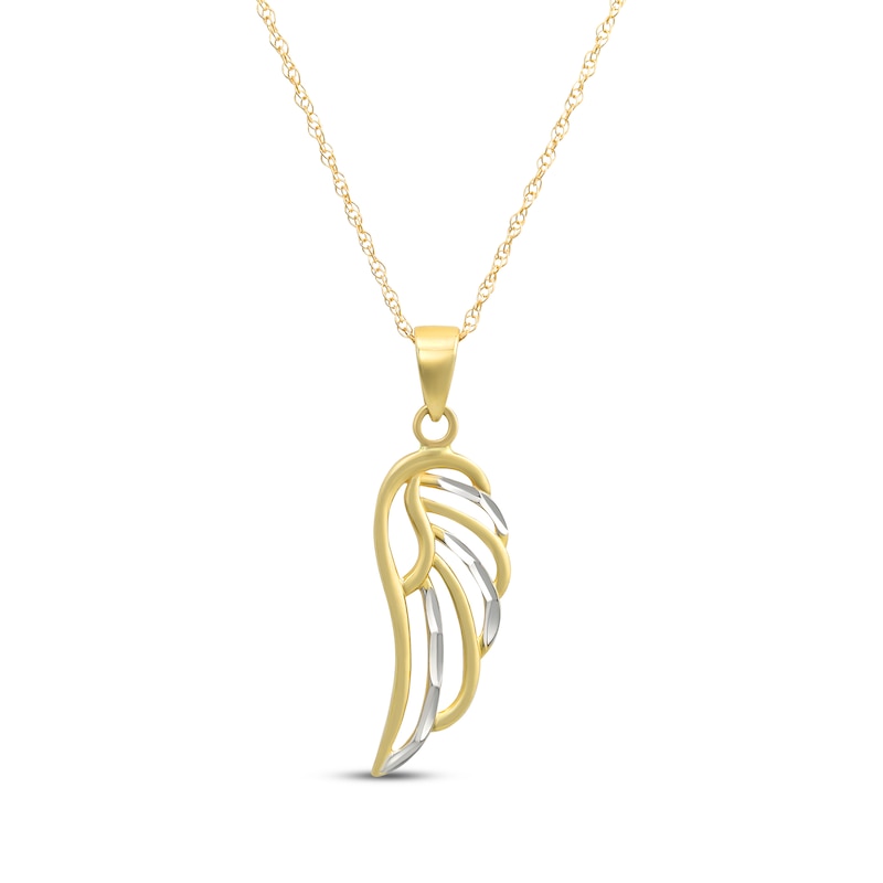 Main Image 1 of Diamond-Cut Wing Necklace 14K Yellow Gold 18"