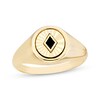 Thumbnail Image 1 of Black Enamel Diamond-Cut Circle Signet Ring 14K Yellow Gold