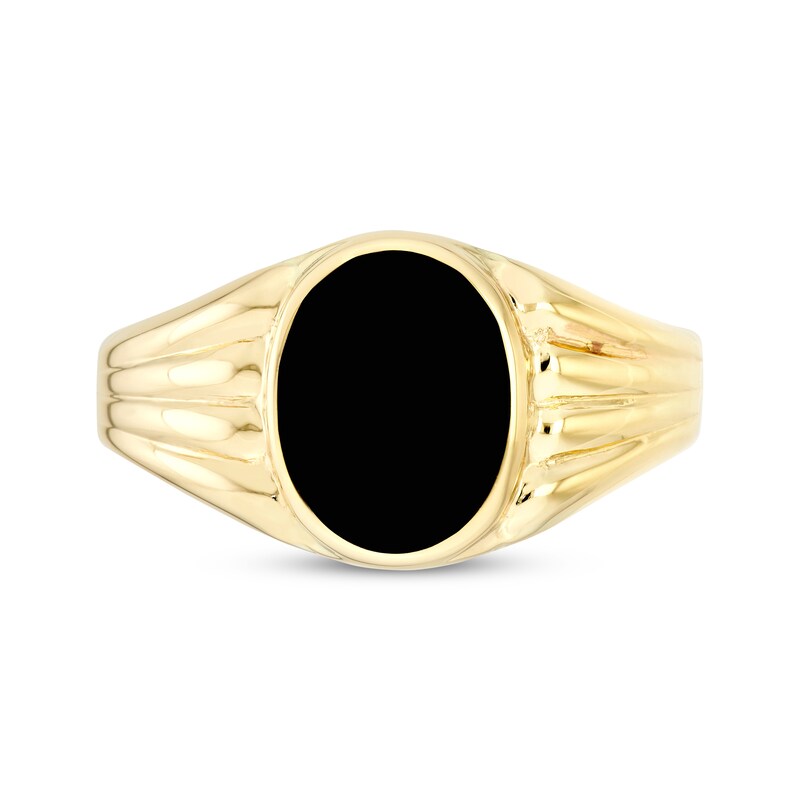 Main Image 3 of Black Enamel Oval Signet Ring 14K Yellow Gold
