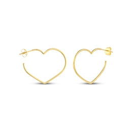 Heart-Shaped Open Hoop Earrings 14K Yellow Gold