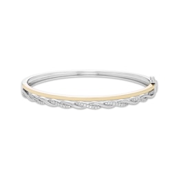 Diamond Two-Row Bangle Bracelet 3/8 ct tw Sterling Silver & 10K Yellow Gold