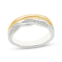Diamond Two-Row Ring 1/8 ct tw Sterling Silver & 10K Yellow Gold