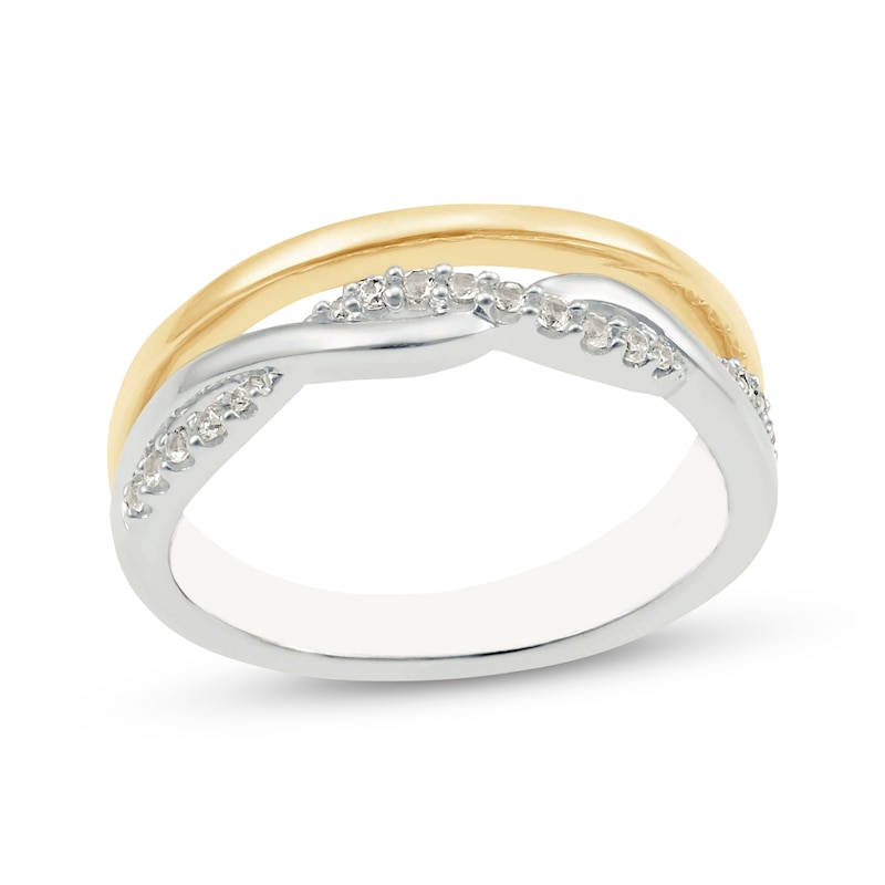 Main Image 1 of Diamond Two-Row Ring 1/8 ct tw Sterling Silver & 10K Yellow Gold
