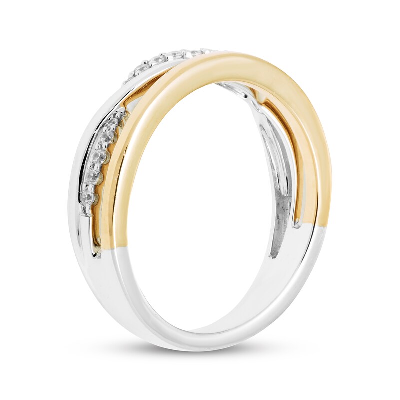Main Image 2 of Diamond Two-Row Ring 1/8 ct tw Sterling Silver & 10K Yellow Gold