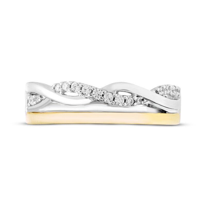 Main Image 3 of Diamond Two-Row Ring 1/8 ct tw Sterling Silver & 10K Yellow Gold