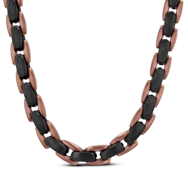 Main Image 1 of Chain Link Necklace Brown & Black Ion-Plated Solid Stainless Steel 24"