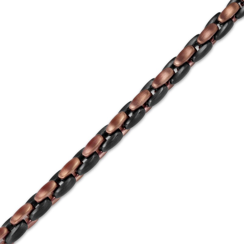 Main Image 2 of Chain Link Necklace Brown & Black Ion-Plated Solid Stainless Steel 24"