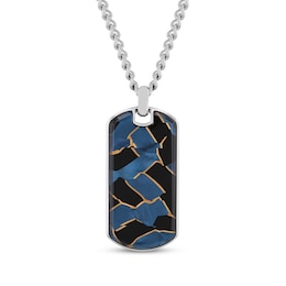 Men's Enameled Dog Tag Necklace Stainless Steel 24"