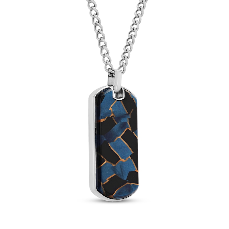 Main Image 2 of Men's Enameled Dog Tag Necklace Stainless Steel 24"
