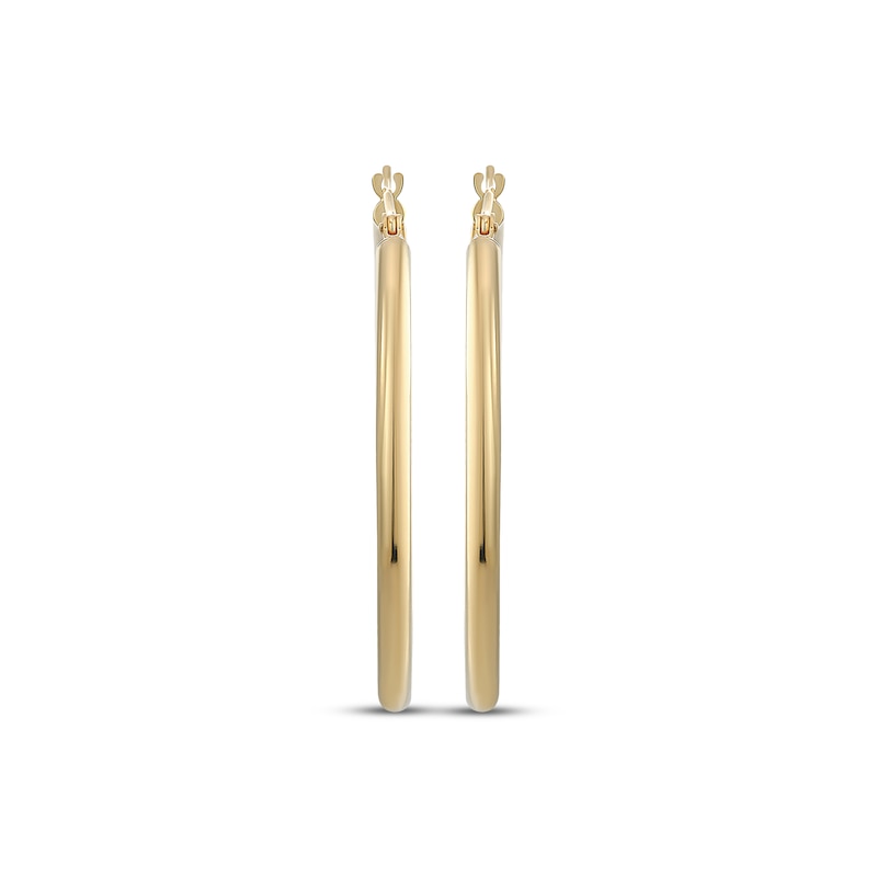 Main Image 2 of Polished Tube Hoop Earrings 18K Yellow Gold 30mm