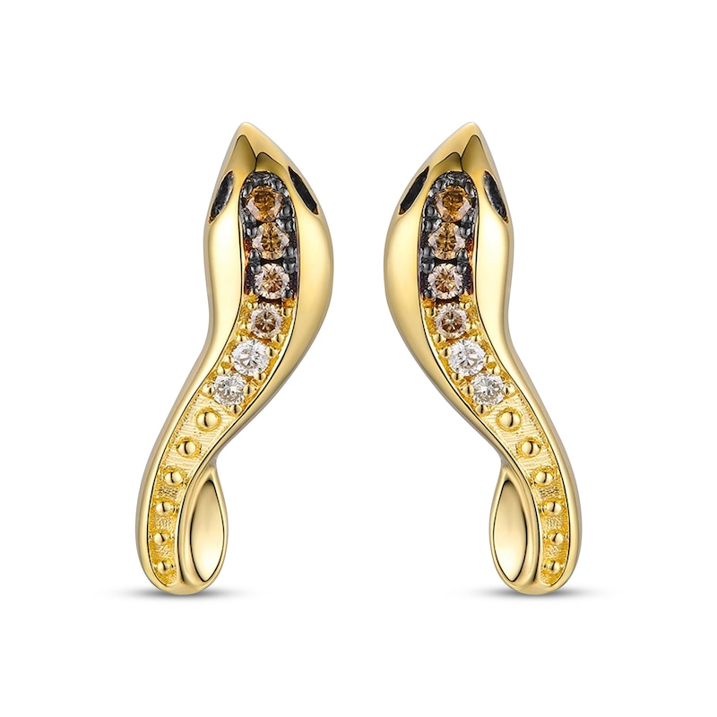 Le Vian Chocolate Ombré Snake Earrings 1/15 ct tw 14K Honey Gold