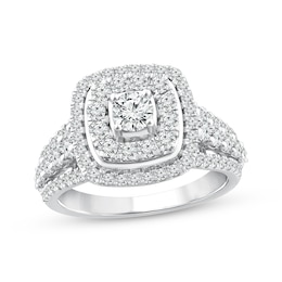 Adore Round-Cut Diamond Double Cushion Halo Engagement Ring 1-1/2 ct tw 10K White Gold