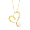Thumbnail Image 1 of Cultured Pearl Tilted Heart Necklace 10K Yellow Gold 18"
