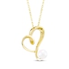 Thumbnail Image 2 of Cultured Pearl Tilted Heart Necklace 10K Yellow Gold 18"