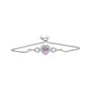 Thumbnail Image 0 of Heart-Shaped Pink Lab-Created Sapphire & White Lab-Created Sapphire Bolo Bracelet Sterling Silver