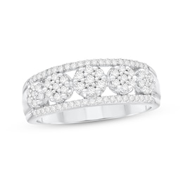 Adore Diamond Cluster Anniversary Ring 1/2 ct tw 10K White Gold