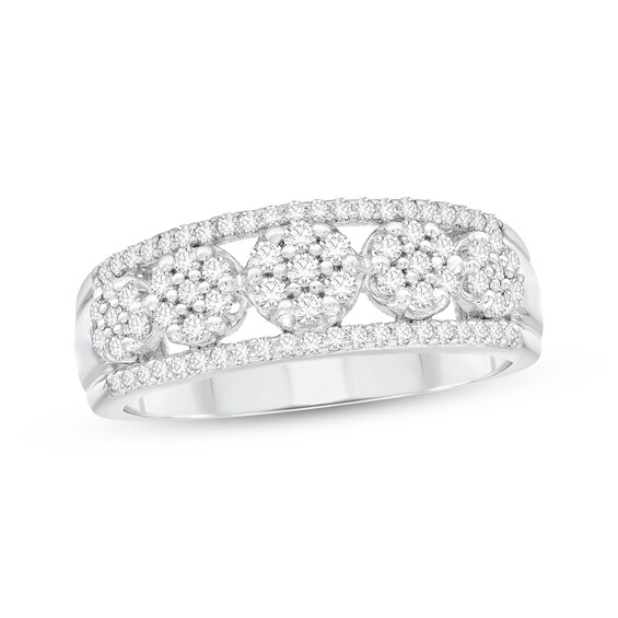 Adore Diamond Cluster Anniversary Ring 1/2 ct tw 10K White Gold