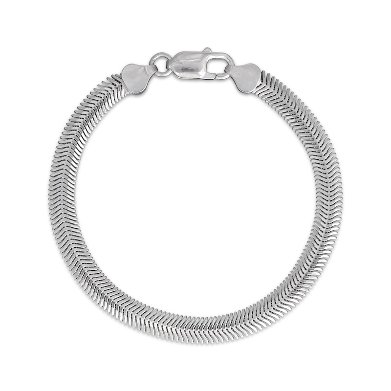 Main Image 1 of Diamond-Cut Oval Snake Chain Bracelet 6mm 92% Repurposed Semi-Solid Sterling Silver 7.5"
