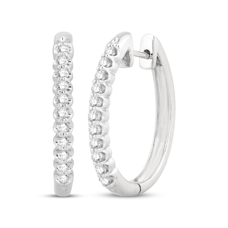 Main Image 1 of Diamond Oval Hoop Earrings 1/2 ct tw 10K White Gold