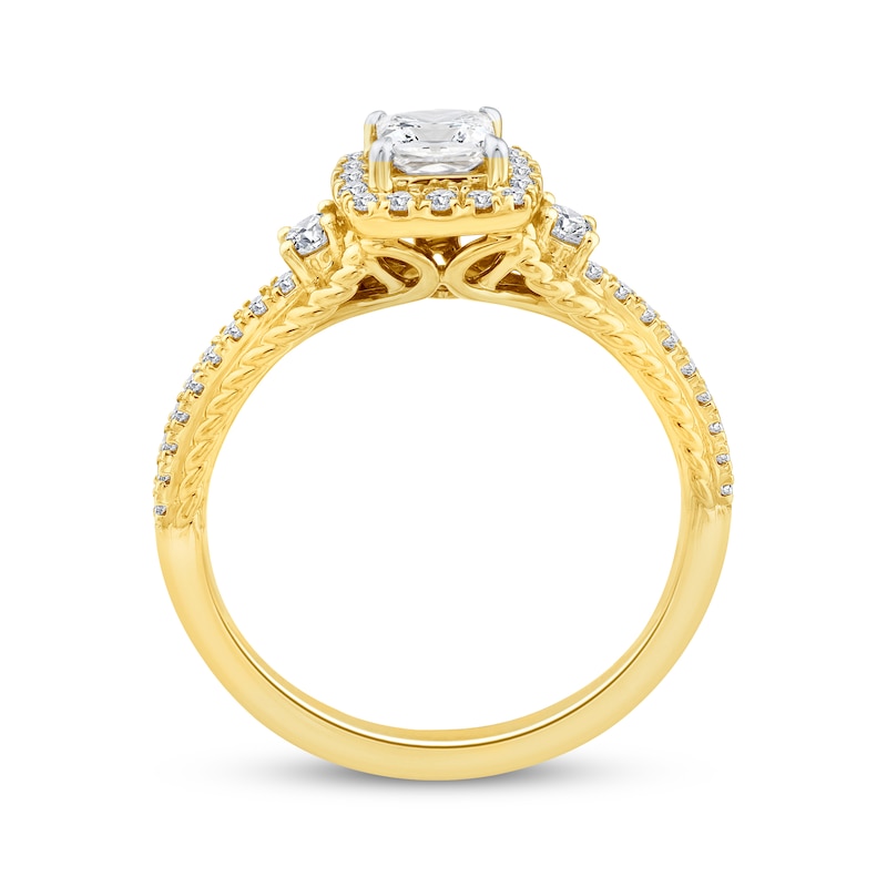 Main Image 3 of Threads of Love Princess-Cut Diamond Halo Engagement Ring 3/4 ct tw 14K Yellow Gold