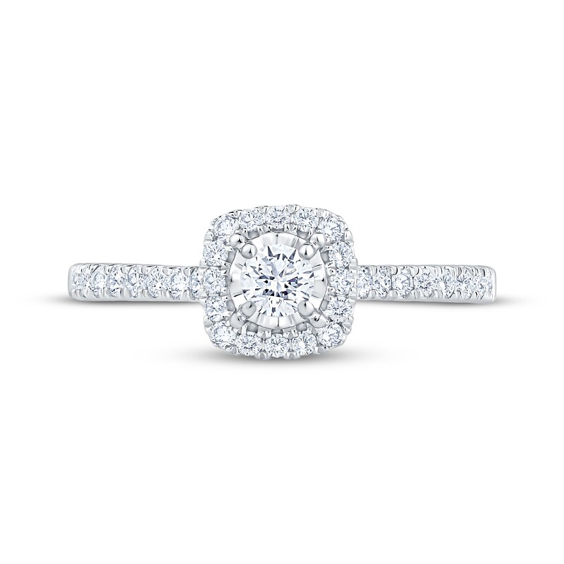 Main Image 3 of Adore Round-Cut Diamond Cushion Halo Engagement Ring 1/2 ct tw 14K White Gold