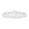 Thumbnail Image 1 of Multi-Diamond Sideways Heart Link Bracelet 1/5 Sterling Silver 7.25"