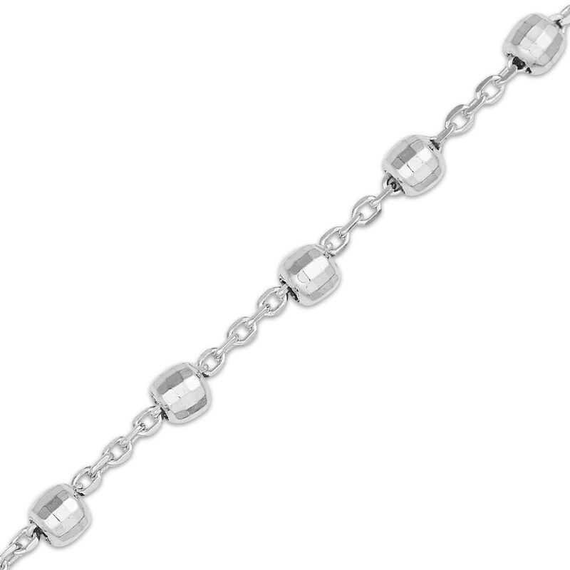 Main Image 2 of Disco Bead Station Necklace Hollow 14K White Gold 18"