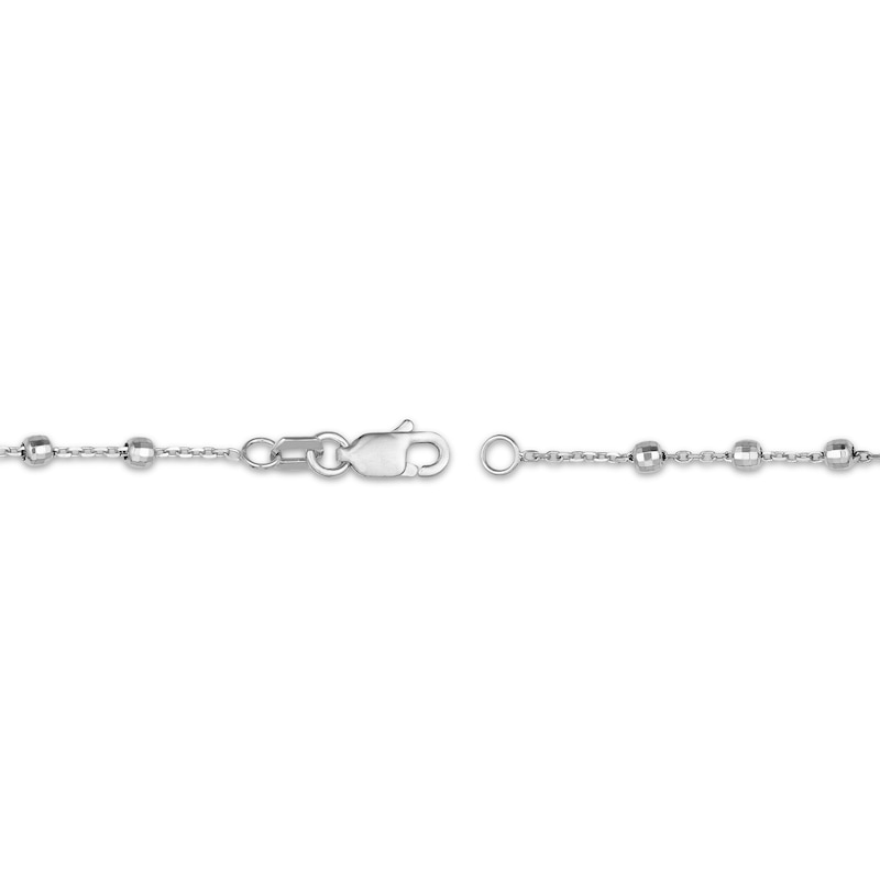 Main Image 3 of Disco Bead Station Necklace Hollow 14K White Gold 18"