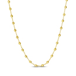 Disco Bead Station Necklace Hollow 14K Yellow Gold 18&quot;