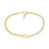 Thumbnail Image 1 of Herringbone & Curb Chain Bracelet with Circle Charm Hollow 14K Yellow Gold 7.5"
