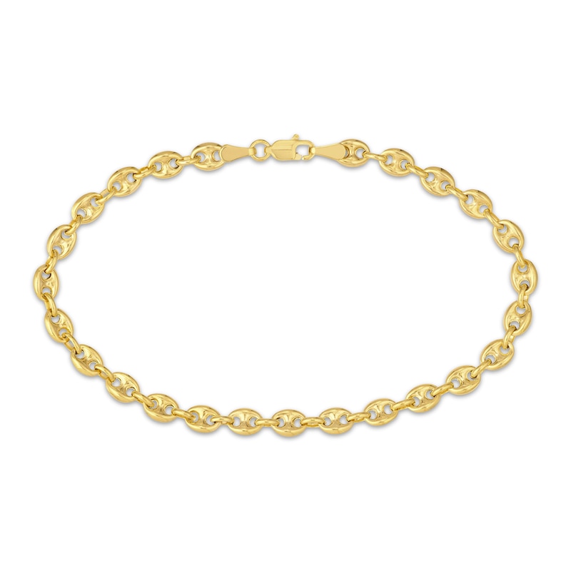 Main Image 1 of Puff Mariner Chain Bracelet Solid 14K Yellow Gold 7.5"