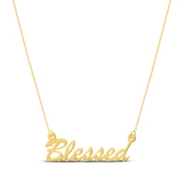 "Blessed" Cursive Necklace 14K Yellow Gold 16"