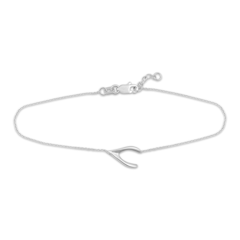 Main Image 1 of Sideways Wishbone Bracelet 14K White Gold 7"