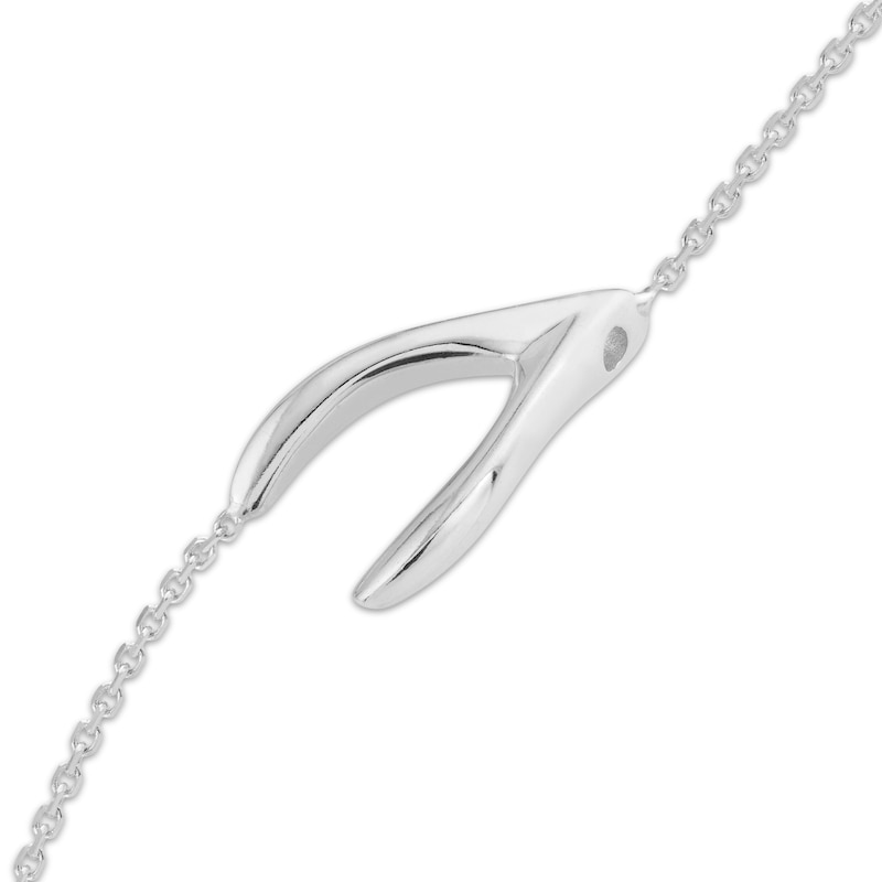 Main Image 2 of Sideways Wishbone Bracelet 14K White Gold 7"